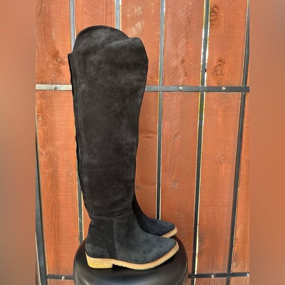 Free People Banks Over-The-Knee Boots Black Suede 36.5 - Picture 2 of 7